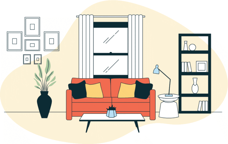 Image description: Illustration of a living room